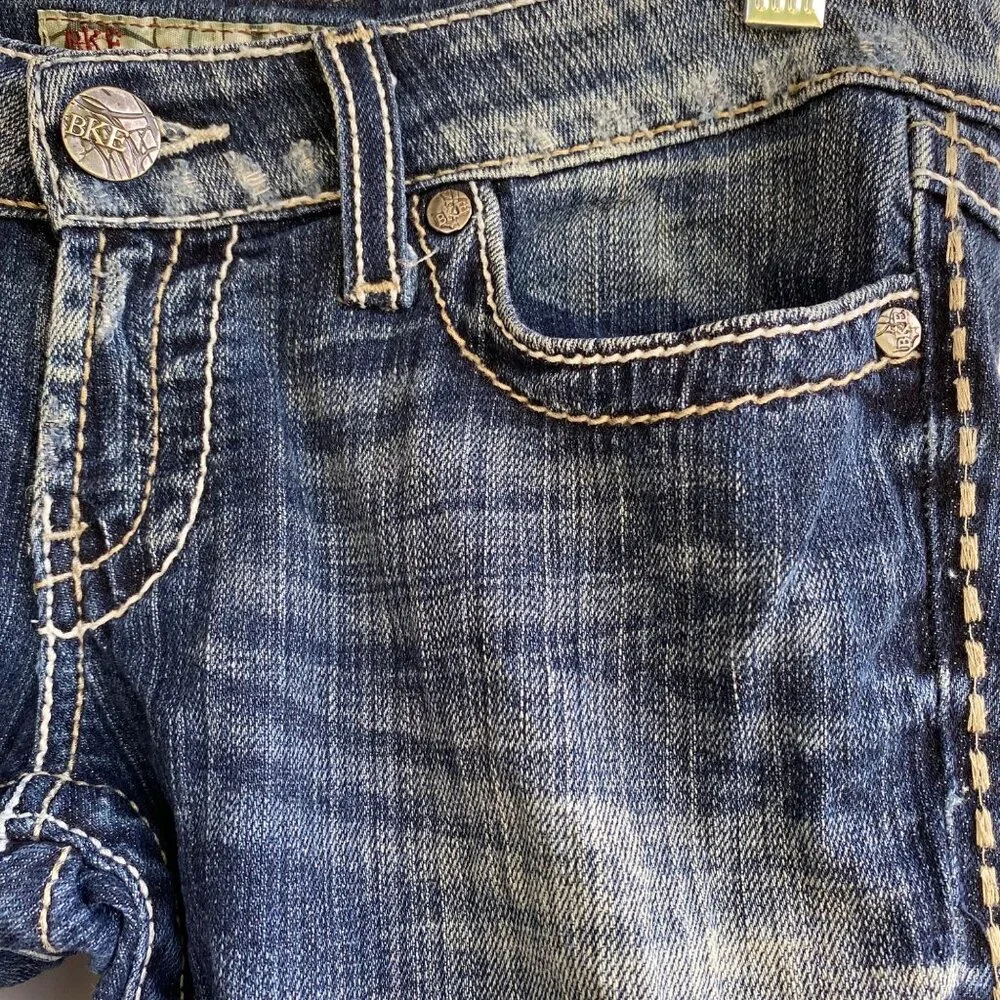 BKE Sabrina Stretch Denim Womens Jeans Size 26 Cropped Low Rise Dark Distressed - Picture 11 of 12